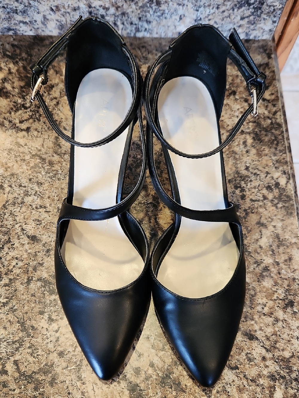 Apt. 9 Black Pointed Mary Jane Heels with Double Straps